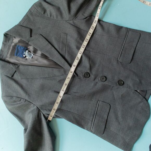 J Crew Vintage Y2K Dark Gray Button Blazer Jacket Size 2 Wool Blend Business - Picture 4 of 6